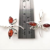 Dragonfly Silver Earrings with Cognac Amber Wings BuyRussianGifts Store