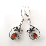 dragonfly sterling silver earrings with amber