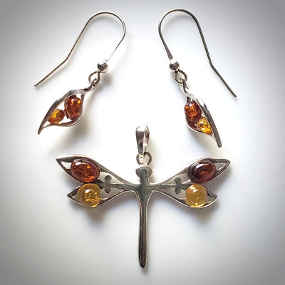 dragonfly silver jewelry set