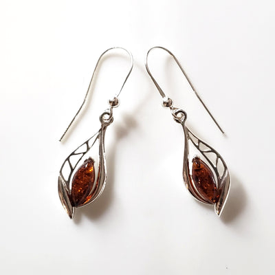 elegant sterling silver amber earrings