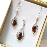 elegant sterling silver amber jewelry set