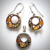 fashion sterling silver amber jewelry set