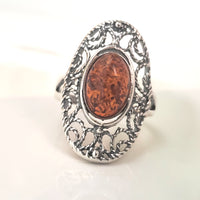 sterling silver amber handcrafted amber ring 