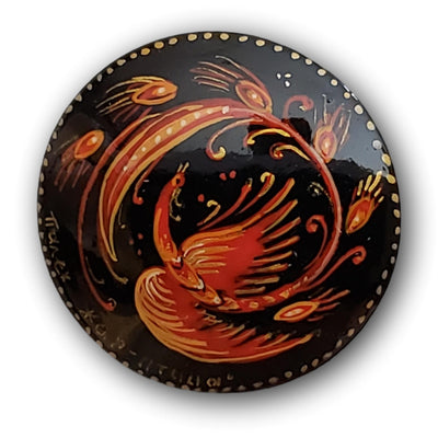 Firebird russian hand painted brooch