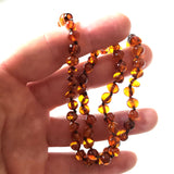 round free form cognac amber bead necklace