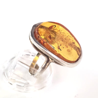 sterling silver amber handcrafted ring 