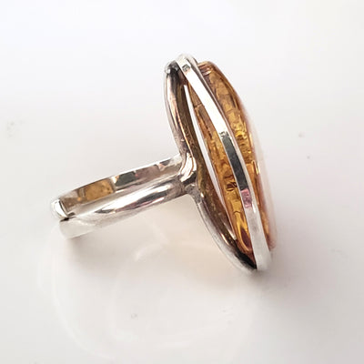 honey amber silver ring