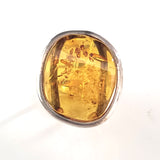 Large Honey Amber Ring with Adjustable Sterling Silver Frame BuyRussianGifts Store