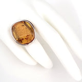 large amber silver ring