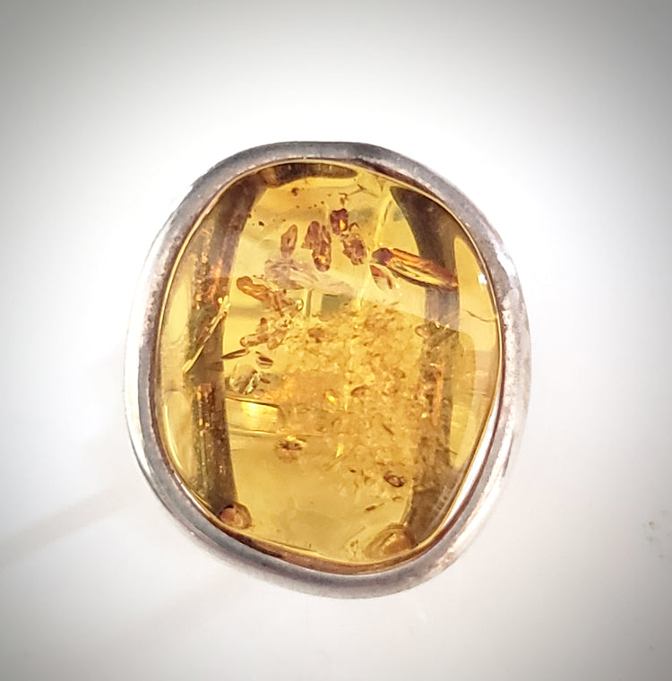 freeform natural honey amber ring