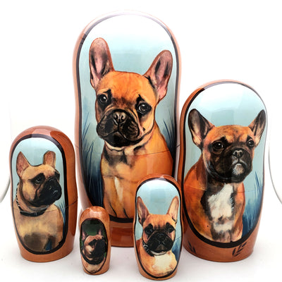 French Bulldog Dog Breed Nesting Doll Set 7" Tall