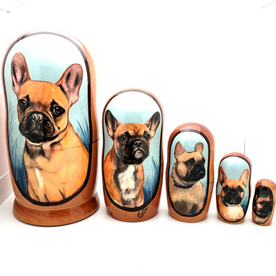 French Bulldog Dog Breed Nesting Doll Set 7" Tall