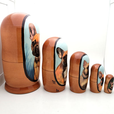 French Bulldog Dog Breed Nesting Doll Set 7" Tall