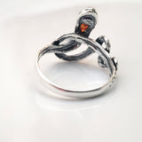 handcrafted silver amber snake ring 