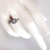 garden snake ring with real amber