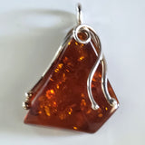handmade amber silver pendant
