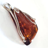 silver amber cognac pendant