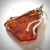 geometrical amber in sterling silver pendant