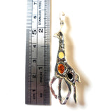 giraffe sterling silver with amber pendant size