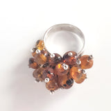 real amber grape silver ring
