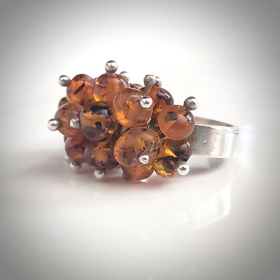 grape amber silver ring