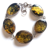 green amber large link bracelet