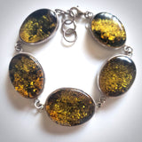 large green amber link bracelet