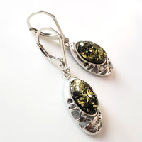 green amber earrings