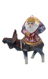 Russian wooden santa on a deer