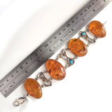 amber with turquoise silver bracelet 