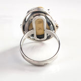sterling silver amber handcrafted ring 