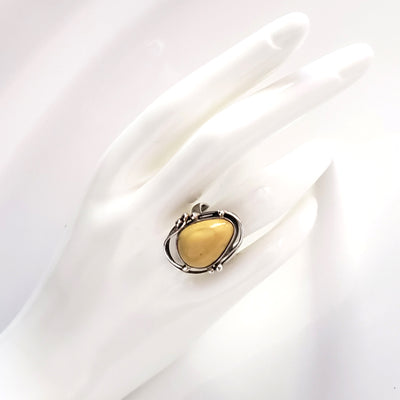 medium butterscotch oval amber ring 