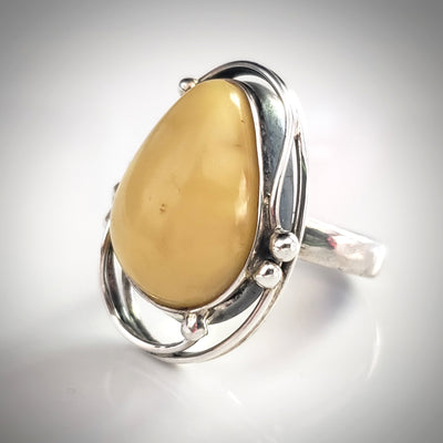 handmade silver butterscotch amber ring