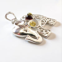 sterling silver Elephant pendant with amber