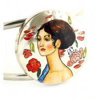 Hand Painted Cuff Bracelet inspired by “Lady with fan”, Klimt