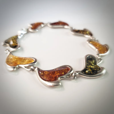 amber heart sterling silver bracelet 