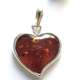cognac amber heart pendant