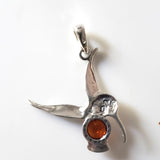 hummingbird silver amber necklace