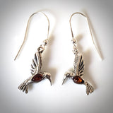 hummingbird silver amber earrings 
