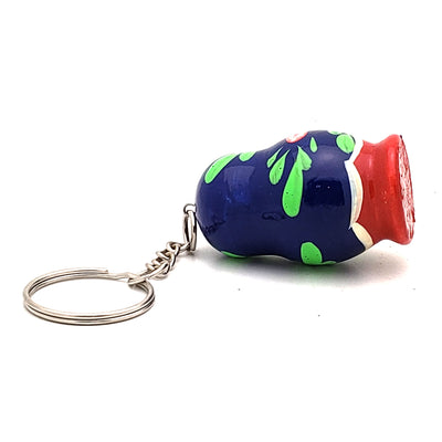 Blue with Pink Rose Nesting Doll Keychain