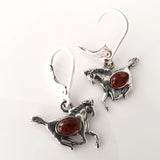 sterling silver amber horse earrings