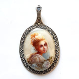 Lady in White lacquer miniature in silver frame