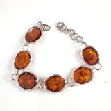 large amber bracelet with silver extension 