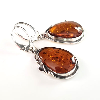 handrafted  large amber earrings
