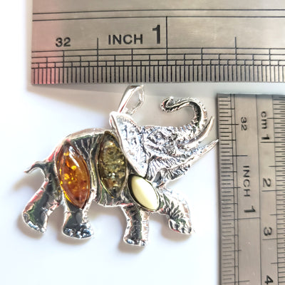 large elephant silver pendant