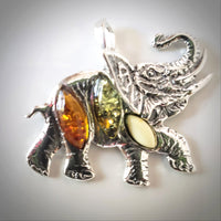 large elephant silver pendant