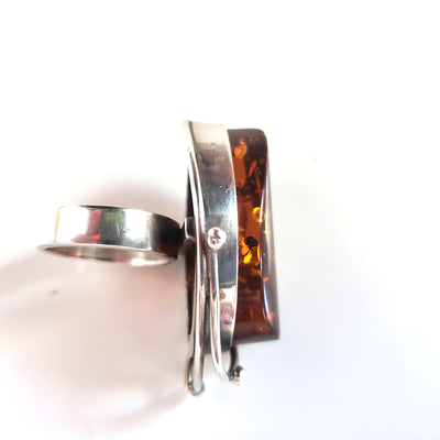 sterling silver amber ring