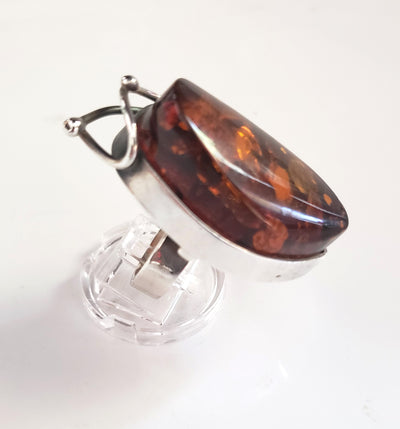 genuine amber large silver ring