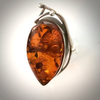 Genuine Baltic Amber Large Ring in Sterling Silver BuyRussianGifts Store