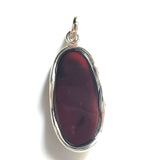 open back red amber pendant